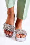 Women's Slippers On The Platform With Ornaments Silver Almina