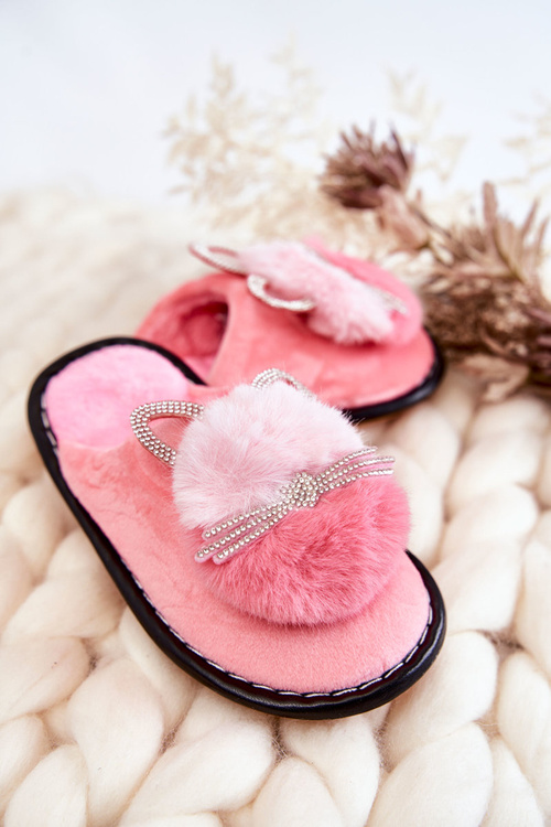 Children's slippers with a kitten and rhinestones Light pink Carliss