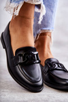 Women's Leather Loafers With Decoration Black Kerrie