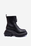 Women's Boots on a Chunky Platform with a Zipper Black Kusma 