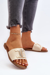Women's Slippers with Beige Ornament Ollavia