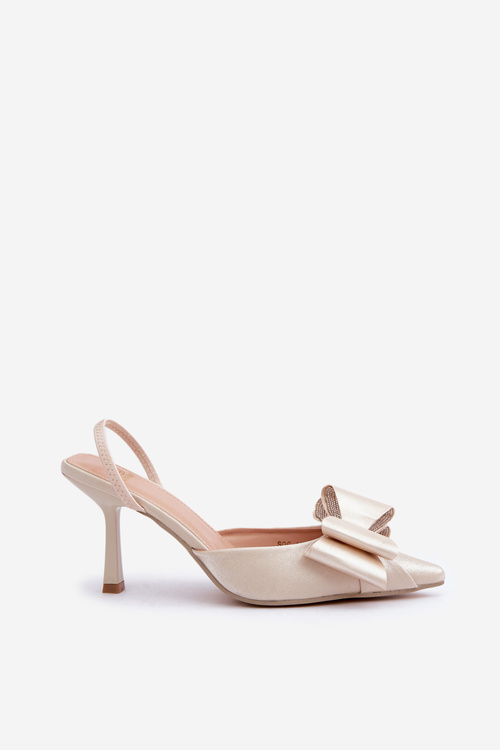 Fabric High Heels With Bow Golden Selatea