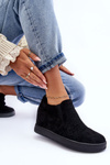 Low Suede Embellished Women's Boots Black Afarena