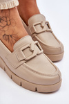 Patent Wedge Loafers Beige Felicita