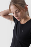 Damski Gładki T-Shirt Z Logo Czarny 4F 4FWMM00TTSHF1845-20S