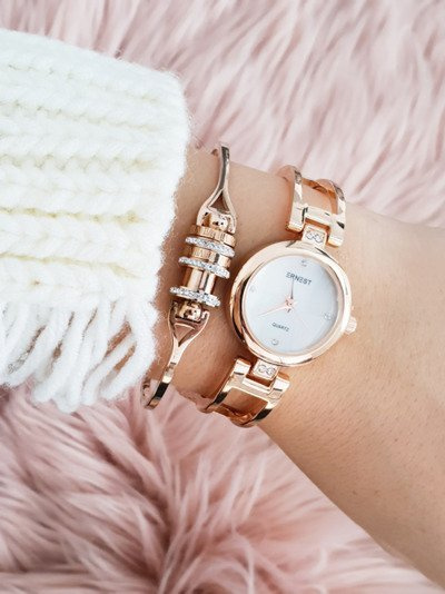 Ernest Women's Claus Bracelet Watch Rose Gold