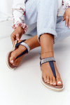 Sandals With Cubic Zirconia S.Barski 701-12 Navy Blue