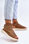 Leather Openwork Sandals camel Alima