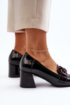 Black Patent Leather Pumps with Chain Paliotte