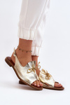 Zazoo 2898 Leather Flat Sandals Gold