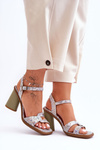 Leather Sandals On Heel Maciejka 06029-24 White-Green