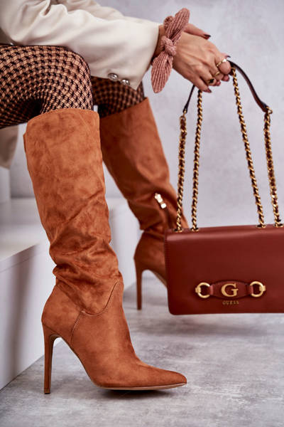 Classic Suede Black Boots On A Camel Ameya