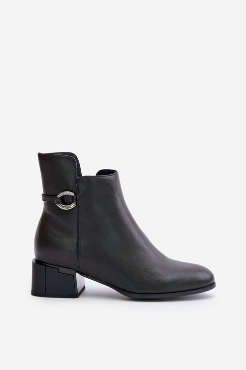 Warm Women's Heeled Boots Zippered Black Vinceza 66724