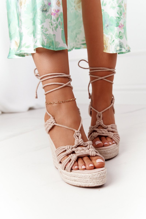 Lace-up Wedge Sandals With Braids Nude Run The World