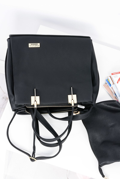 Large Black Women's Handbag + Sachet + Mirror POLAND