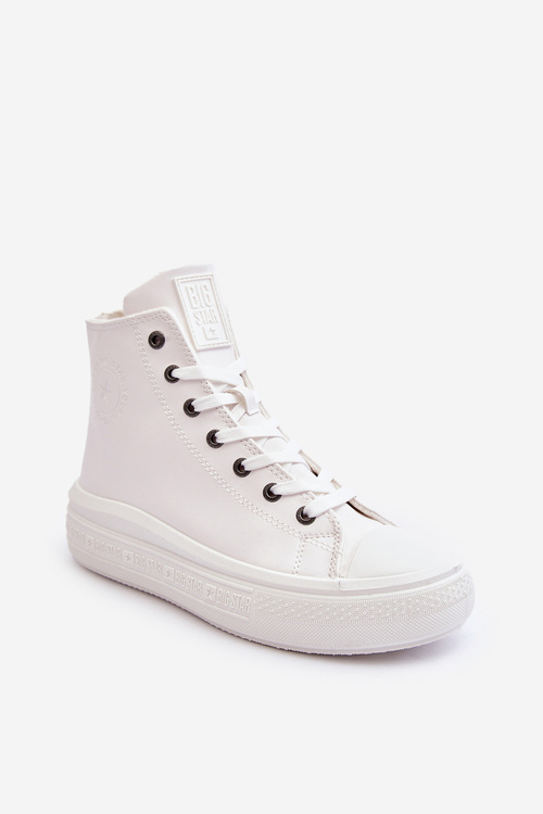 Women's Zippered Padded Sneakers White Big Star MM274021