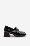 Black Patent Leather Court Shoes with Block Heel S.Barski MR38-960