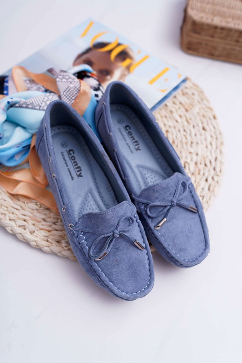 Women's Comfortable Eco-suede Moccasins Blue Memfi