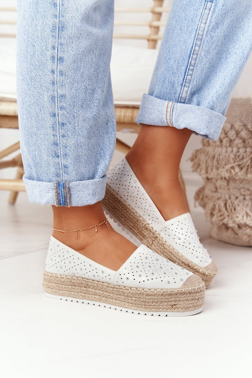 Espadrilles On A Straw Platform S.Barski White-Silver