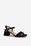 Women's Black Faux Suede Block Heel Sandals Leisha