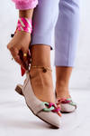 Baleriny Zamsz Łańcuch Jasnobeżowe Lewski Shoes 3125