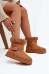 Women's Snow Boots On Platform With Buckle And Fur Camel Jesella