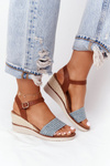 Wedge Sandals With Braids Blue Tenerife