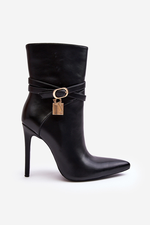 Women's Heeled Boots with Straps Black Casulle