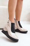 Leather Ankle Boots on Wedge D&A Beige MR880-137