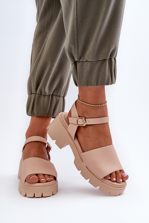 Women's Sandals on Chunky Heel Nude Dottiassa