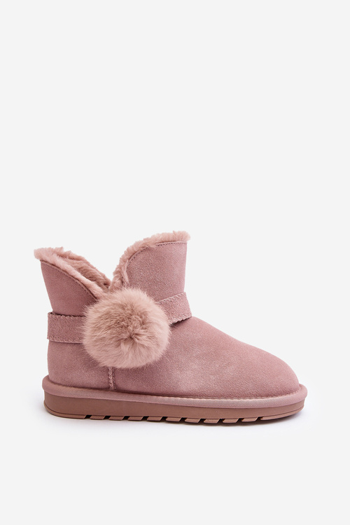 Pink Women's Suede Snow Boots with Cutouts Eraclio