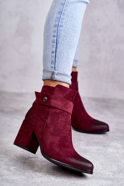 Botki Damskie Zamsz Czerwone La.Fi 260041WI-SU