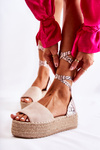 Suede Wedge Sandals Beige Livia