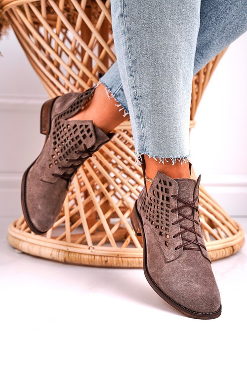 Women's Openwork Boots Suede Brown Susannah