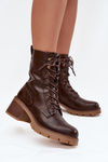 Women's Workery Block Heeled Boots Vinceza 89136 Warm Brown