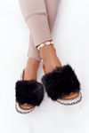 Platform Slippers With Eco Fur Black Adventure