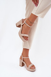 Eco Leather Heeled Sandals Beige Lillita
