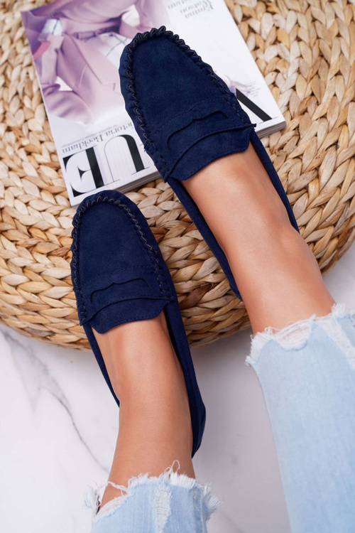 Women's Mocassins Navy Blue Suede Bolero