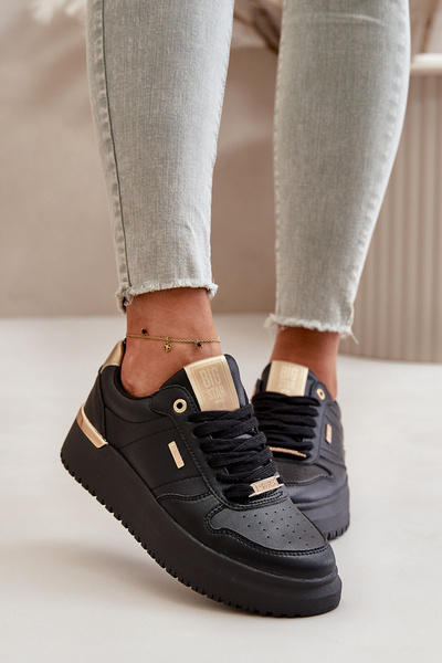 Damskie Sneakersy Eko Skóra Platforma Czarne Big Star OO274758 HI-POLY SYSTEM