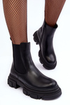 Leather Ankle Boots On Flat Heel and Platform Black Solita