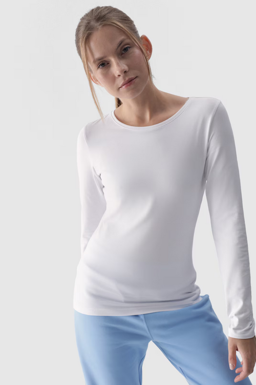 Smooth Long Sleeve T-Shirt Longsleeve 4F White 4FWMM00TLONF376-10S