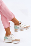 Fashionable Leather Sports Shoes White and Beige Roen