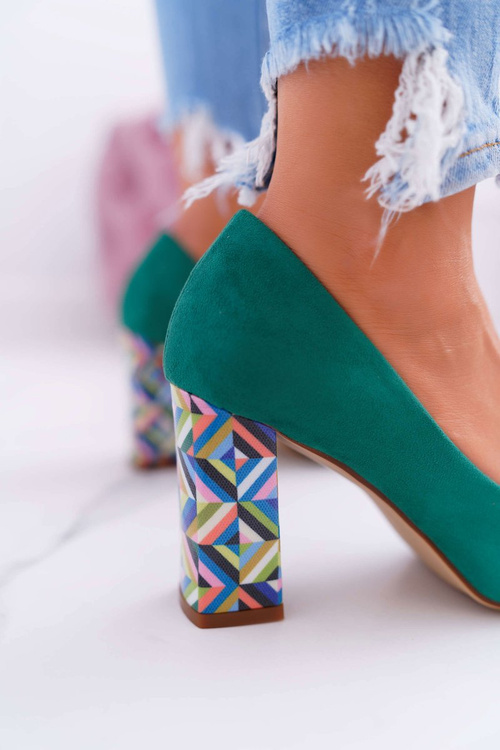 Women's Sergio Leone Uncovered Toe PB133 Green Fans Pump pumps