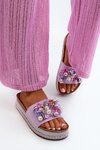Women's Platform Slides with Decorations S.Barski HY077 Purple