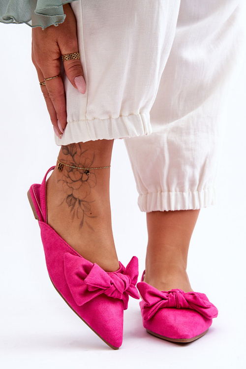 Damskie Wsuwane Baleriny Z Kokardą Fuksja Nadine 260-13