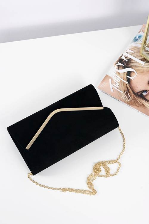 Women's Black Suede Clutch with Decoration