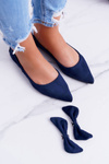 LU BOO Navy Blue Moments Ballerinas with Detachable Bow Tie