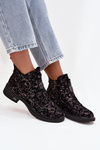 Ankle boots made of genuine suede with low heel D&A CR52-713 Black-brown