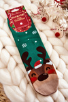 Women's Christmas Socks With Pattern reindeer Green 