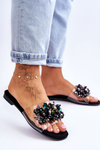 Women's Slippers With Decorative Stones S.Barski KV-576-3 Black